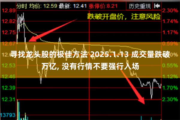 寻找龙头股的极佳方法 2025.1.13 成交量跌破万亿, 没有行情不要强行入场